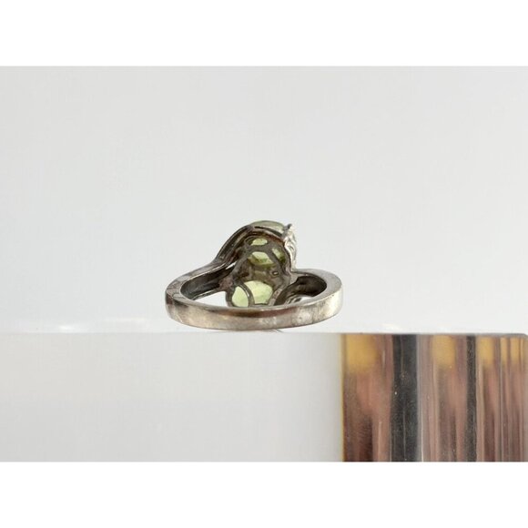 Bypass Shank Peridot Double Oval Multi Gemstone 925 Vintage Ring - sz 8 - Picture 4 of 10